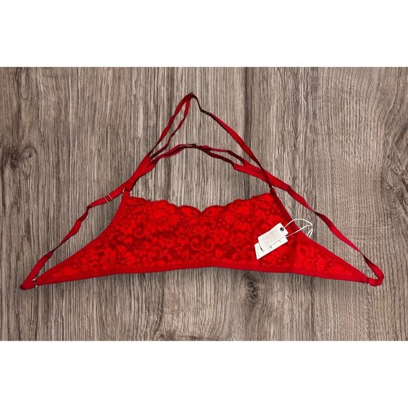 We Are HAH Don't Cross Me Halter Bralette Sz Small Womens Blood Orange Free Peop - Picture 3 of 9